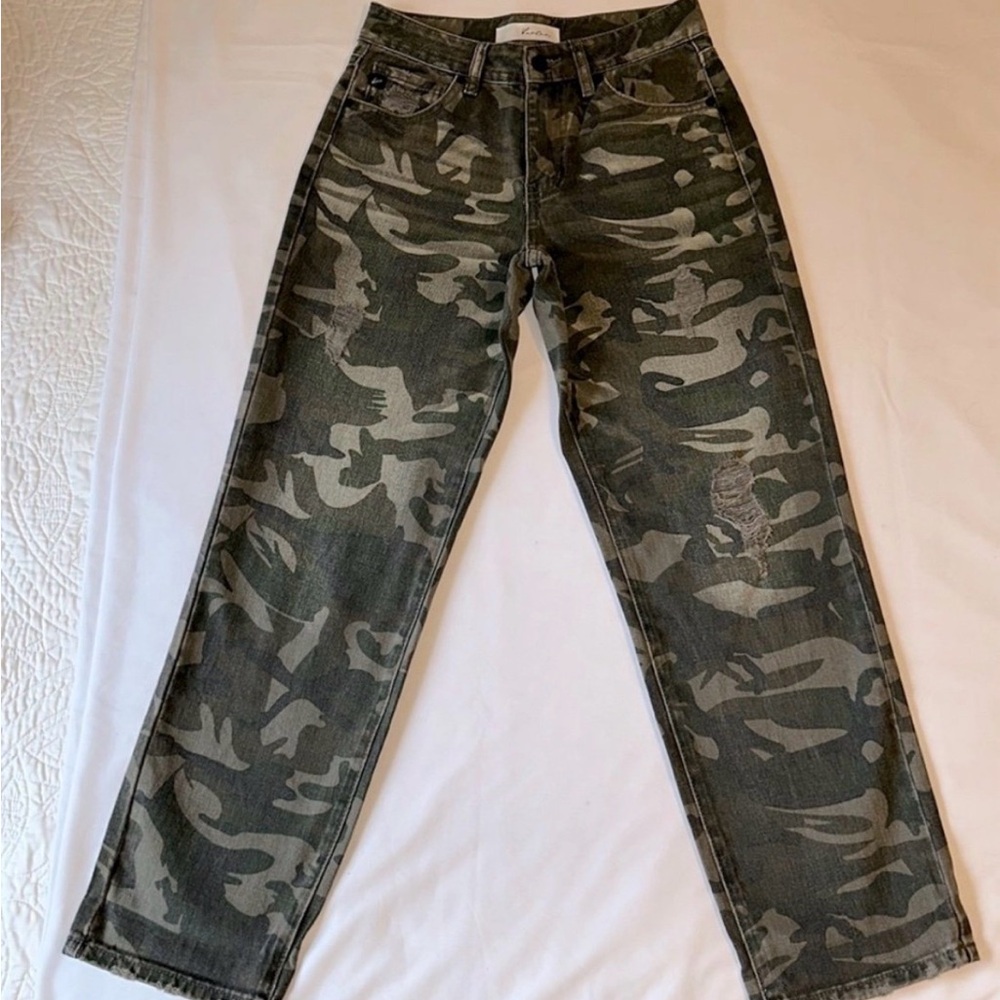 Kancan benji crop Camouflage Straight-Leg Jeans